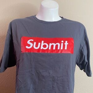 Newaza Apparel SUBMIT red on grey tshirt tee top martial arts jui jitsu L